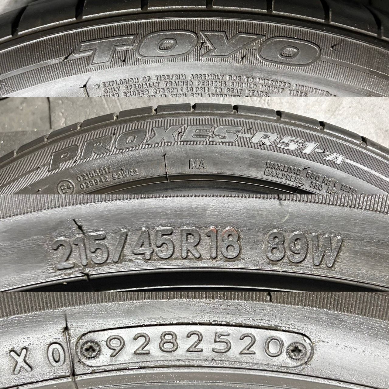 2020年製 約9.3分山 トーヨータイヤ TOYO TIRES プロクセス PROXES R51 