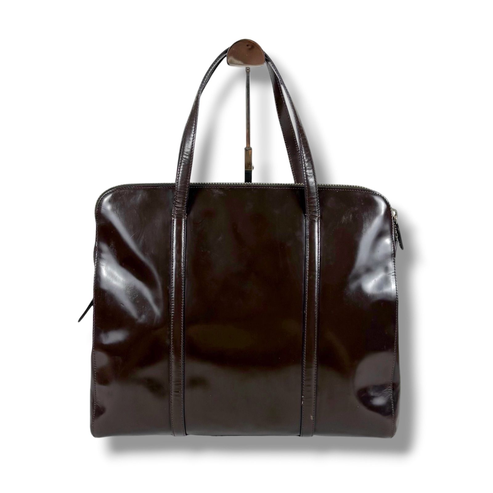 プラダ PRADA ミラーカーフレザー 型押しロゴ トートバッグ 