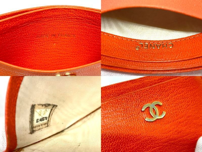 中古良品 CHANEL ココ・マーク レザー カードケース カードホルダー