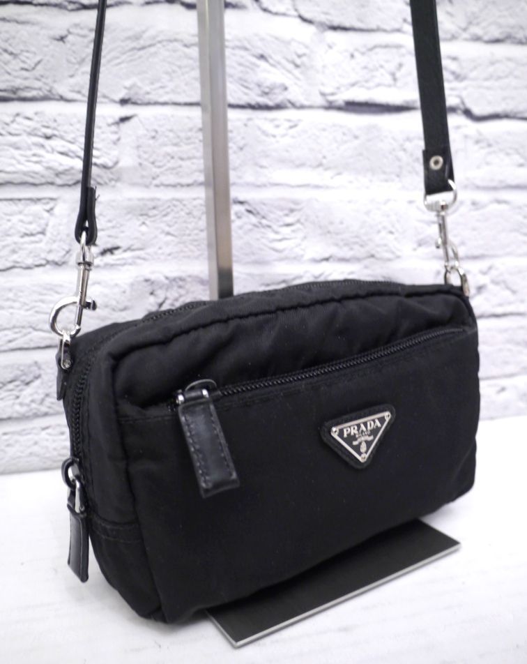 ◇ PRADA プラダ ナイロン ショルダー カメラ バッグ ポーチ チェック
