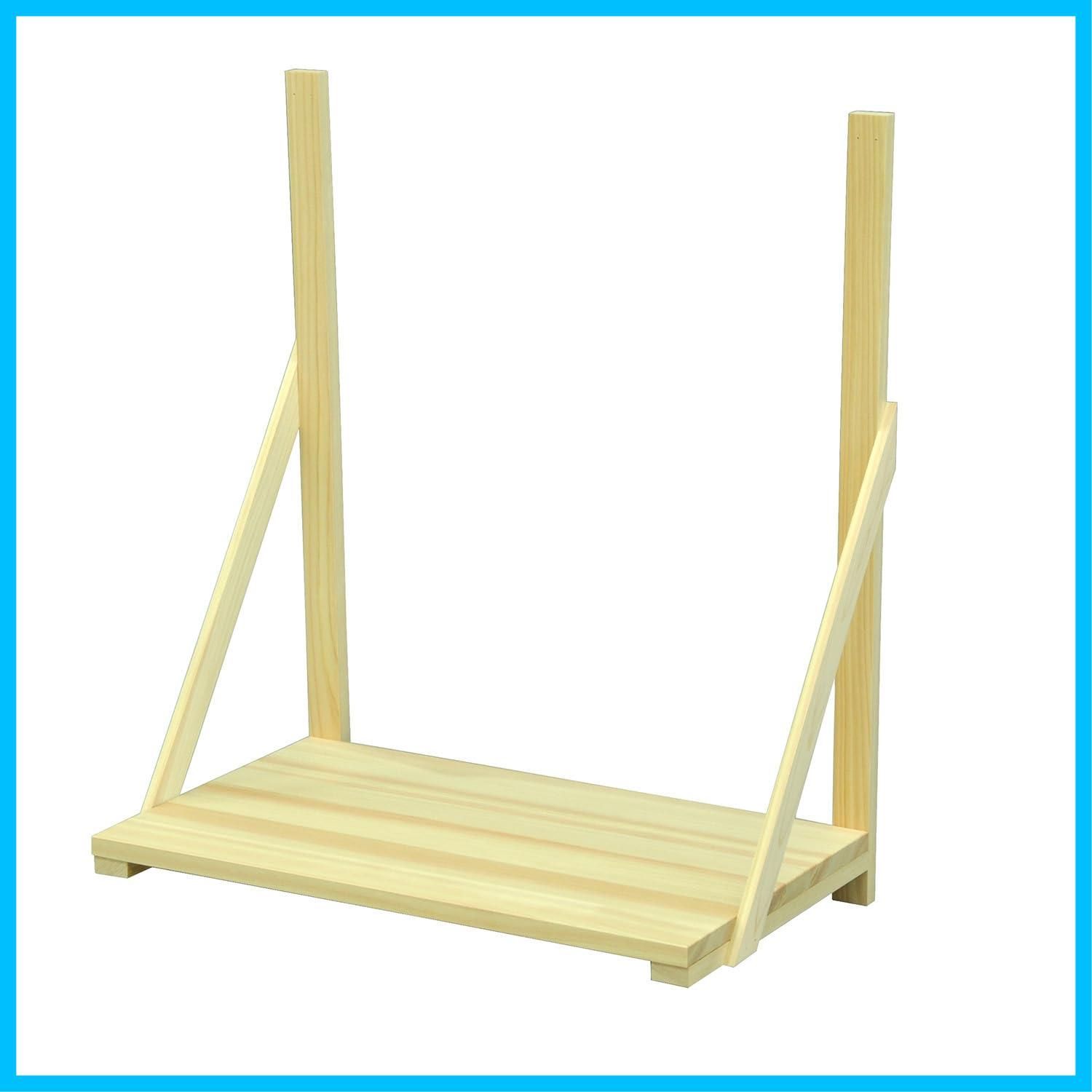 【在庫セール】木製 日本製 ナチュラル 神具棚 国産桧 神札置き 高さ60cm 神具収納 奥行31.5 飾り棚 幅51.6 簡単設置 1段 省スペース設計 小 軽量 棚板セット コンパクト 壁掛け 賃貸対応 神棚用 シンプル エイアイテックAITECH) KT