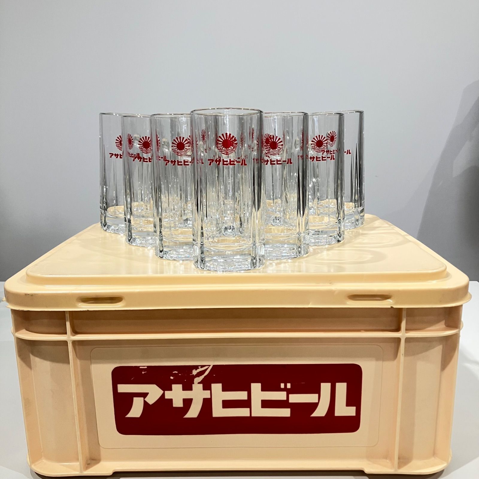 アサヒビール レトロロゴ ジョッキ 10個 ビールコンテナ付き ケース 