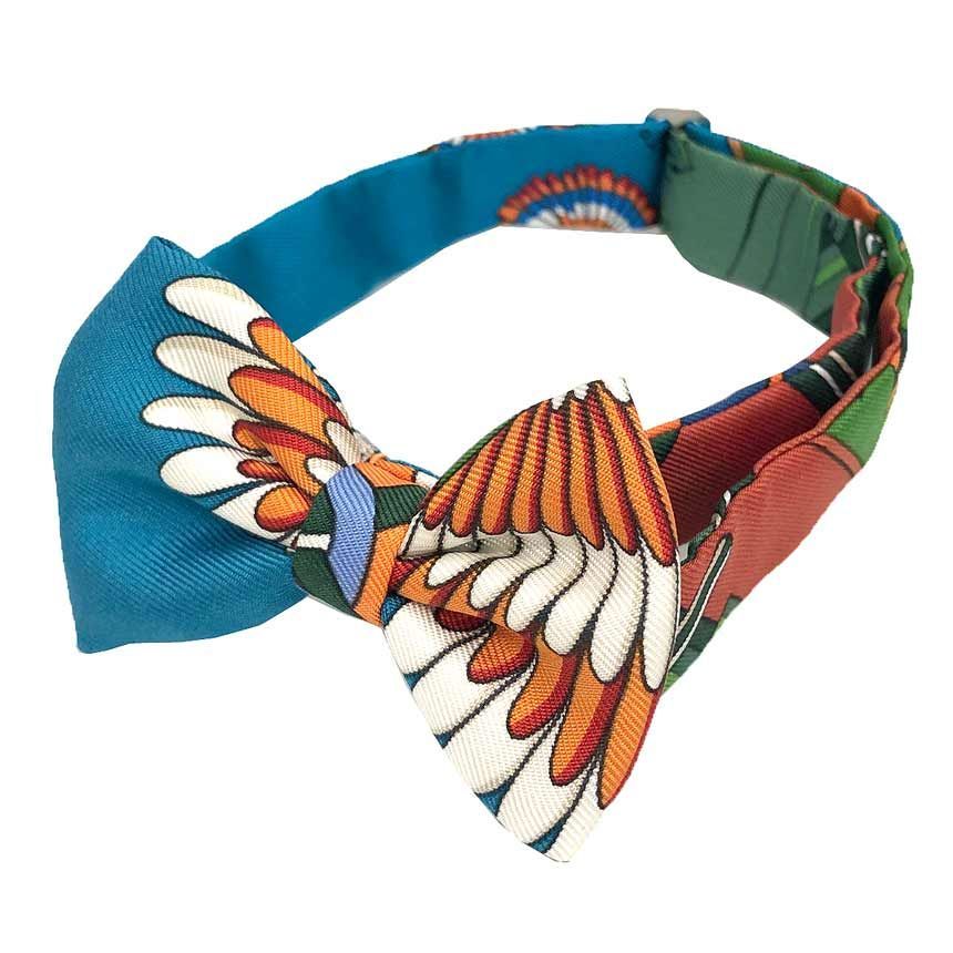 HERMES エルメス ヌー・パピヨン 蝶ネクタイ Flots,Fleurs et Frontaux 表彰リボンと額革 シルク 未使用品 aq12841