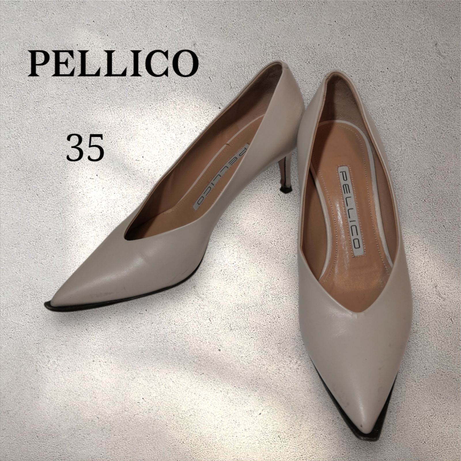 PELLICO ベージュ ポインテッドトゥパンプス 人気沸騰 PELLICO ベージュ パンプス 35サイズ 【公式通販】