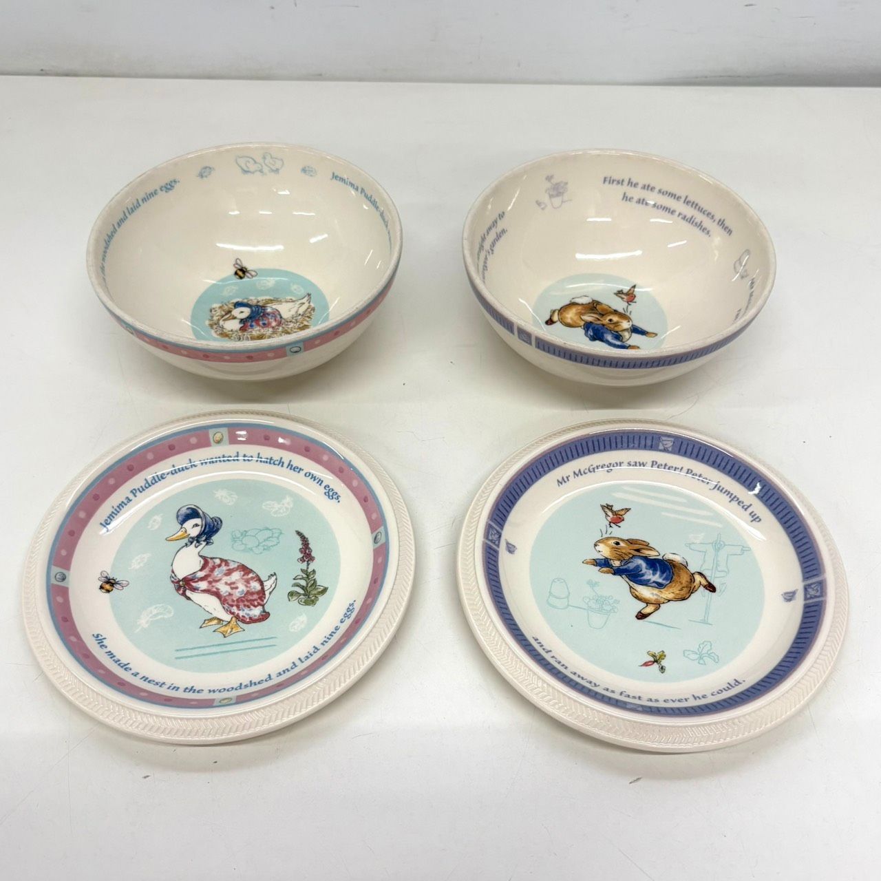 中古品】WEDGWOOD ピーターラビット プレート2点 ボウル 2点 中古品】WEDGWOOD ピーターラビット プレート2点 ボウル 2点