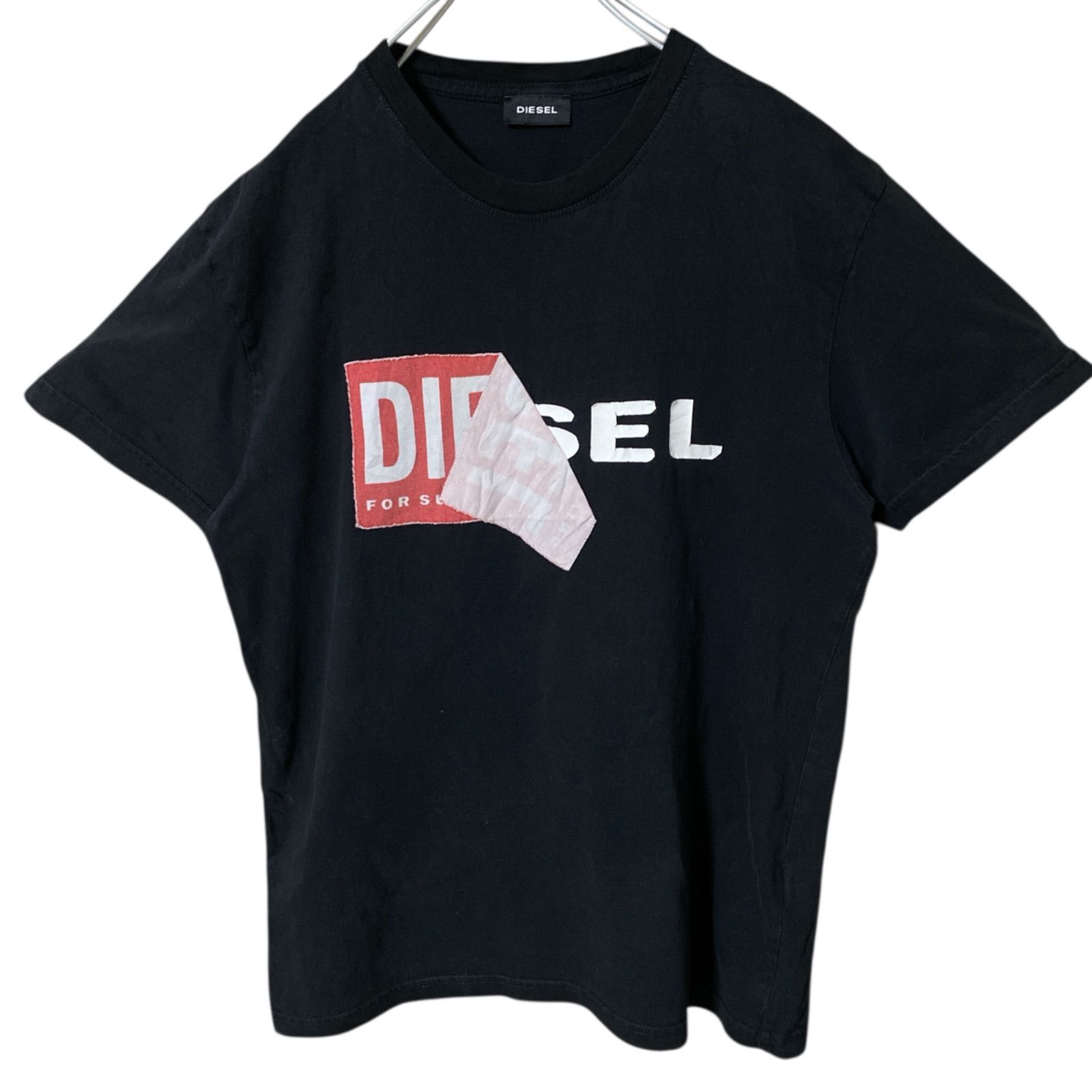 M ディーゼル 刺繍 プリント デカロゴ ブラック 黒 Tシャツ レディース 