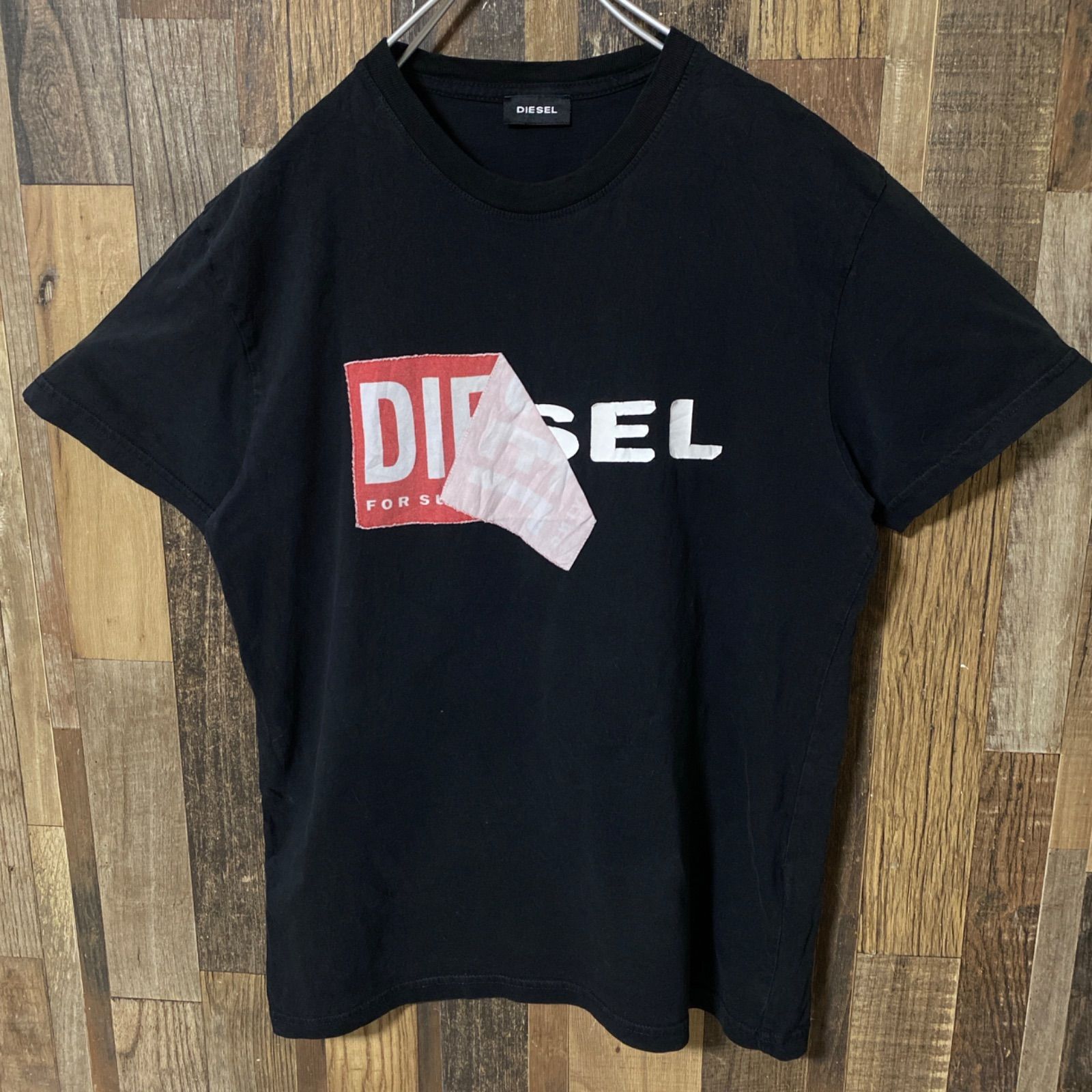 M ディーゼル 刺繍 プリント デカロゴ ブラック 黒 Tシャツ レディース 