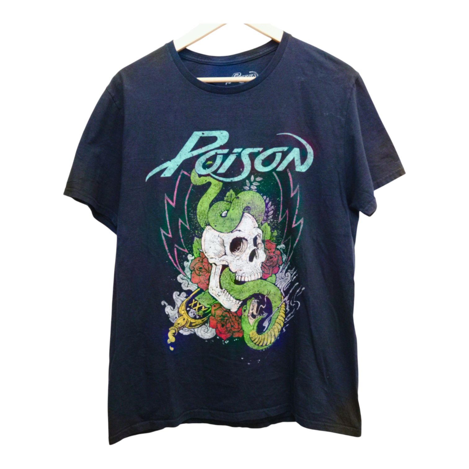 POISON ポイズン バンドTシャツ スカル 蛇 ロゴ ブラック Lサイズ