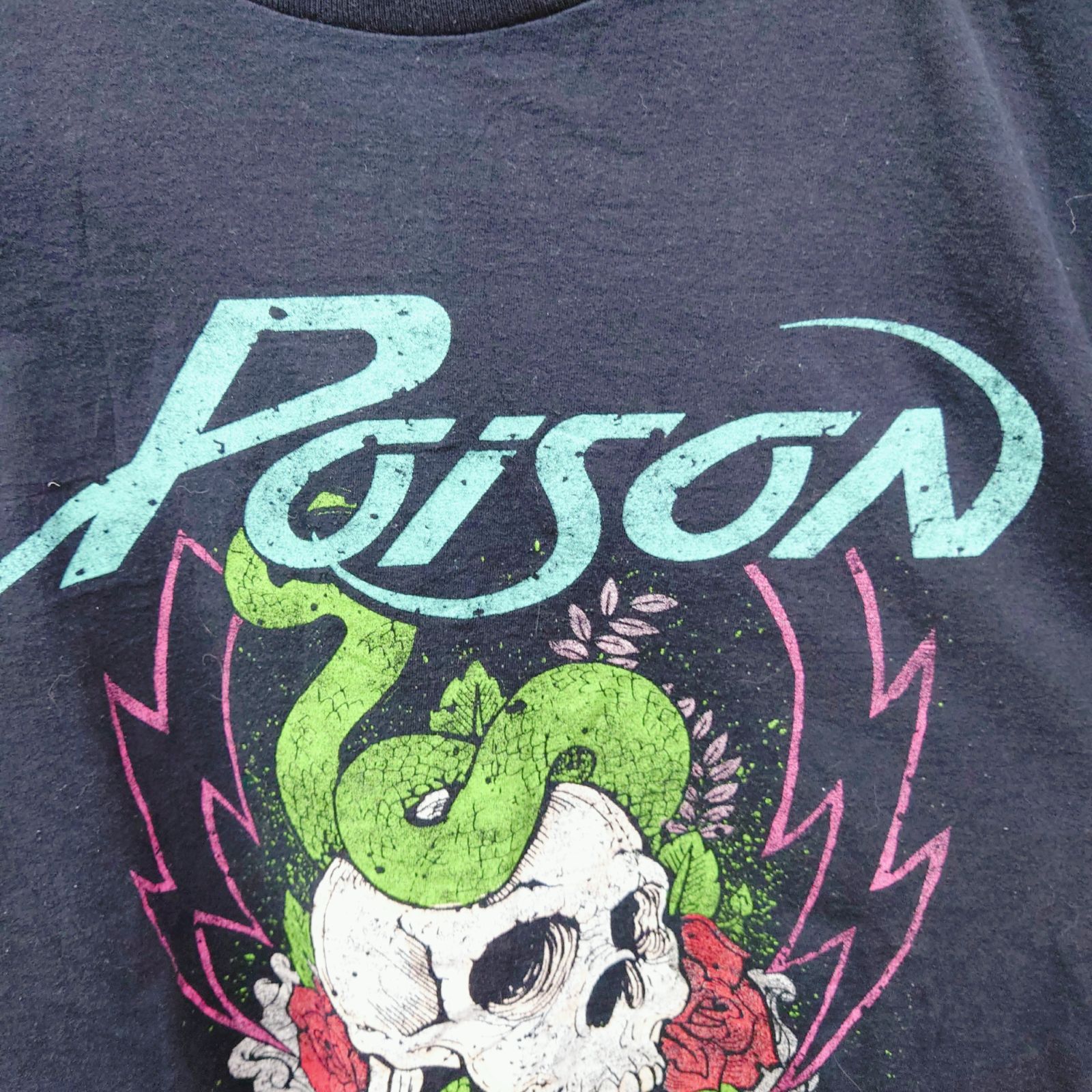 POISON ポイズン バンドTシャツ スカル 蛇 ロゴ ブラック Lサイズ