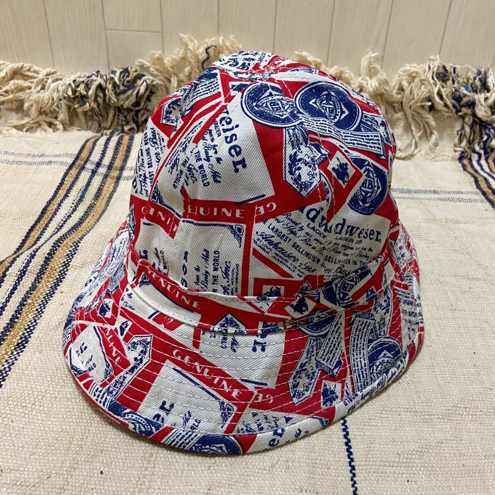 Budweiser バドワイザー 総柄 バケットハット アメカジ USA製 古着 budweiser バドワイザー 総柄 バケットハット アメカジ ヴィンテージ
