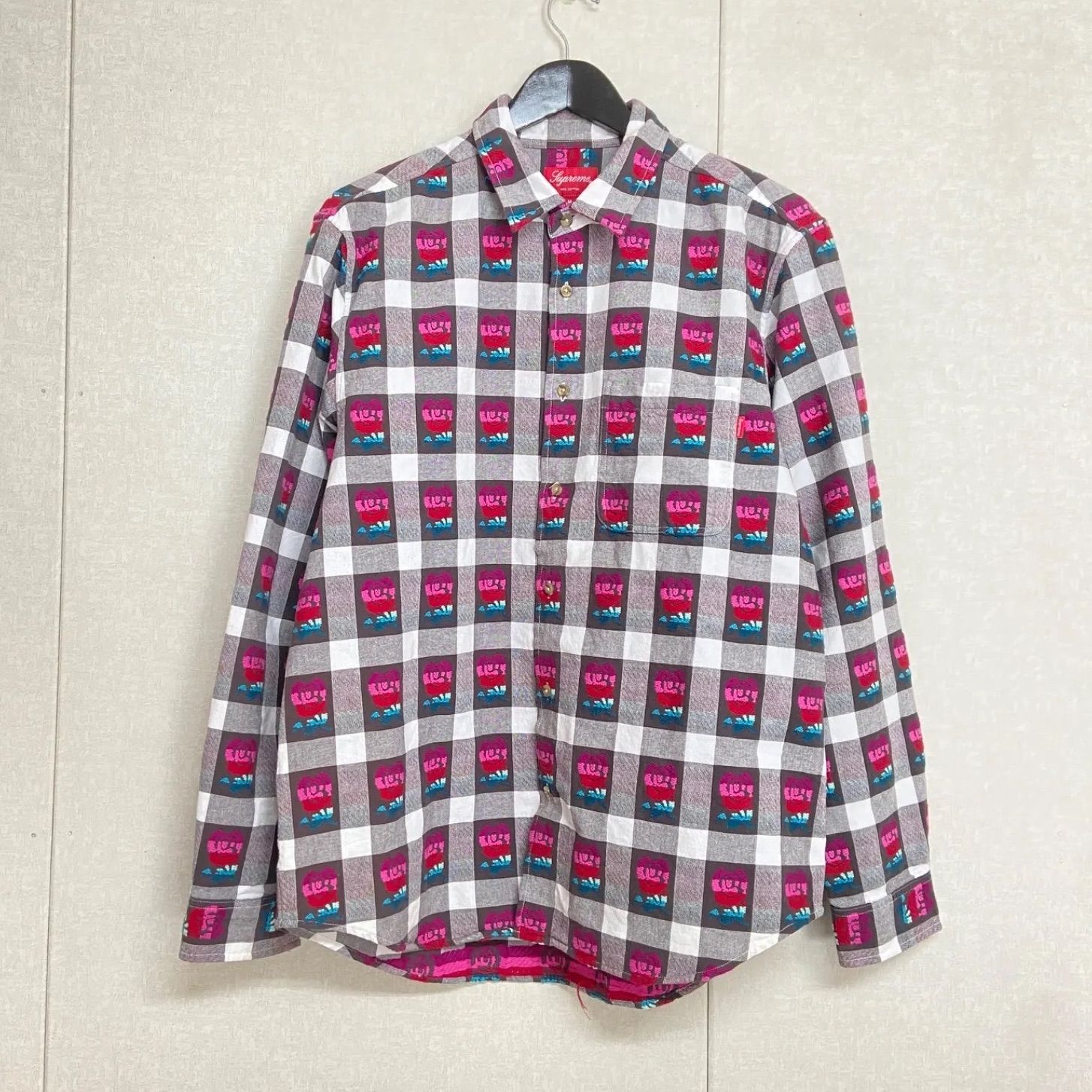 L  Rose Buffalo Plaid Shirt チェックシャツ Supreme 19SS Rose Buffalo Plaid Shirt ローズ 刺繍 バッファロー