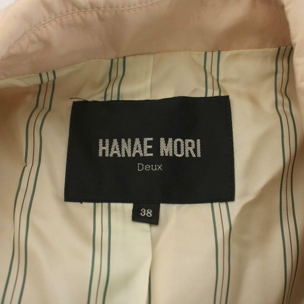 ハナエモリ HANAE MORI スプリングコート 38 ピンクベージュ 無地 長袖