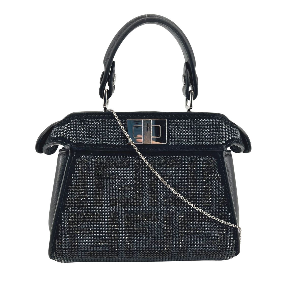 【中古】 Fendi フェンディ  ショルダーバッグ  7AS294ATX3F0GXN ナノ ピーカブー クリスタル 2WAY 黒 レディース 26009692 CA 中古】 Fendi フェンディ ショルダーバッグ 7AS294ATX3F0GXN ナノ