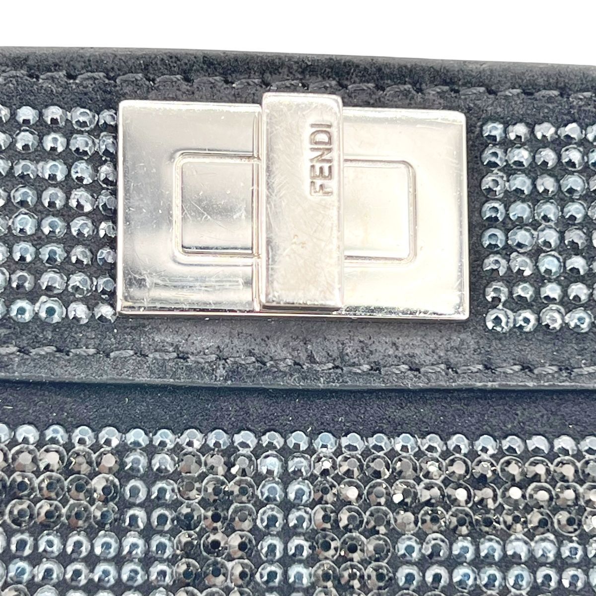 【中古】 Fendi フェンディ  ショルダーバッグ  7AS294ATX3F0GXN ナノ ピーカブー クリスタル 2WAY 黒 レディース 26009692 CA FENDI - 【中古】 Fendi フェンディ ショルダーバッグ 7AS294ATX3F0GXN