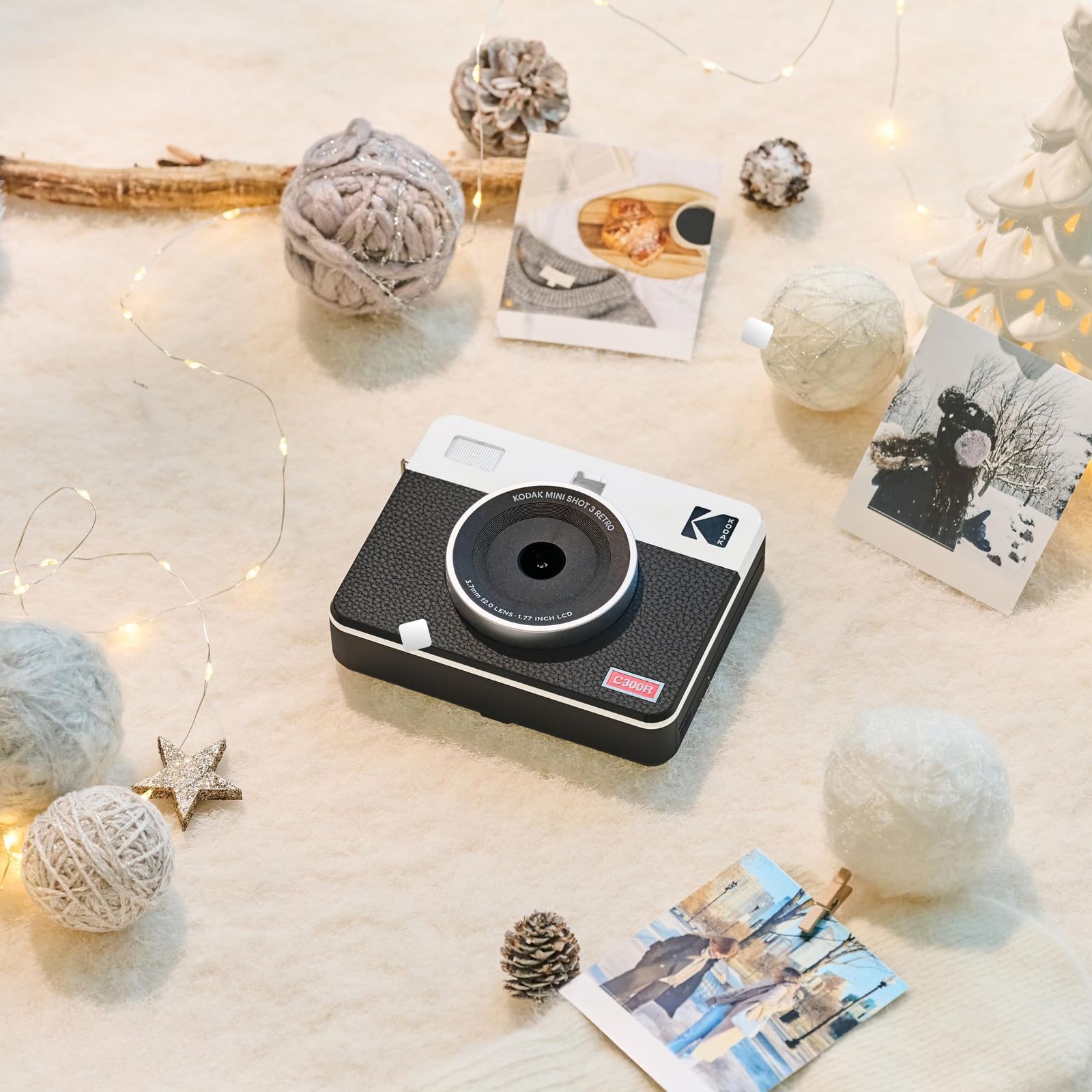 カメラ コダック KODAK Mini Shot 3 レトロ 4PASS  2-in-1インスタントカメラ＆フォトプリンター(7.6cmx7.6cm)＋カメラ本体8枚入り+30枚バンドル、イエロー [イエロー] [3x3  カメラ + 38シート入り]
