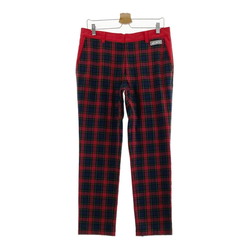 サイズ：48 ARCHIVIO アルチビオ ストレッチパンツ チェック柄 レッド 