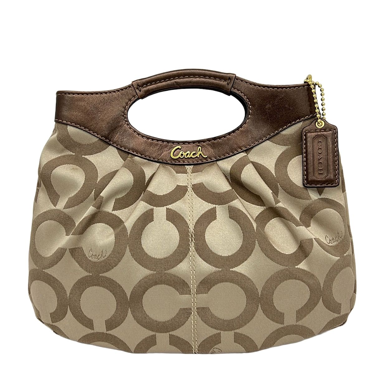 COACH(コーチ) トートバッグ美品 オプアート 14058 カーキ×ダーク 