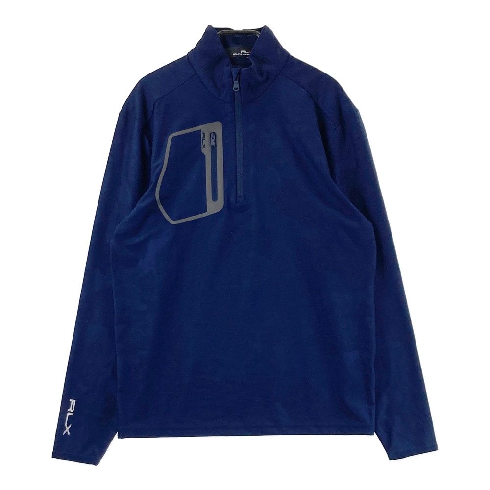 サイズ：S RLX ラルフローレン  ハーフジップ 長袖Tシャツ カモフラ柄 ネイビー系 [240101665406] ゴルフウェア メンズ ストスト ゴルフ サイズ：S RLX ラルフローレン ハーフジップ 長袖Tシャツ