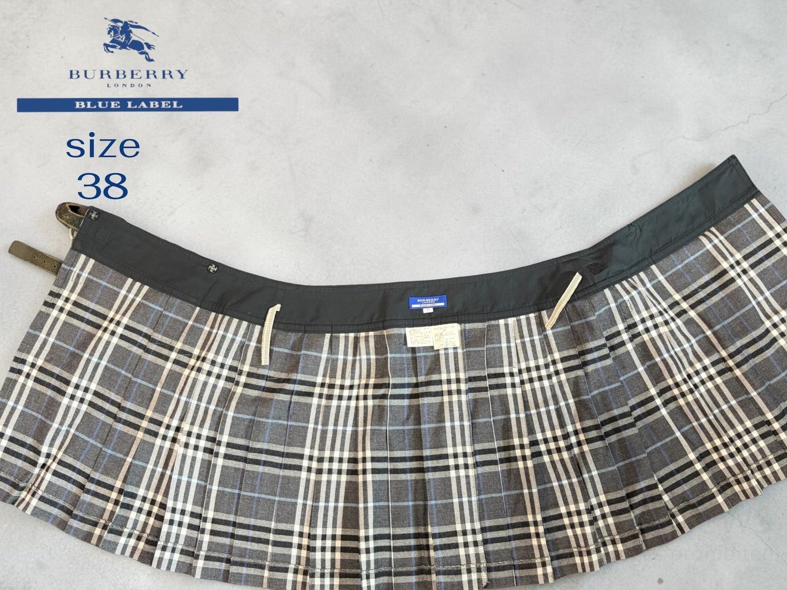 ☆ ⑤ BURBERRY BLUE LABEL バーバリーブルーレーベル プリーツ 