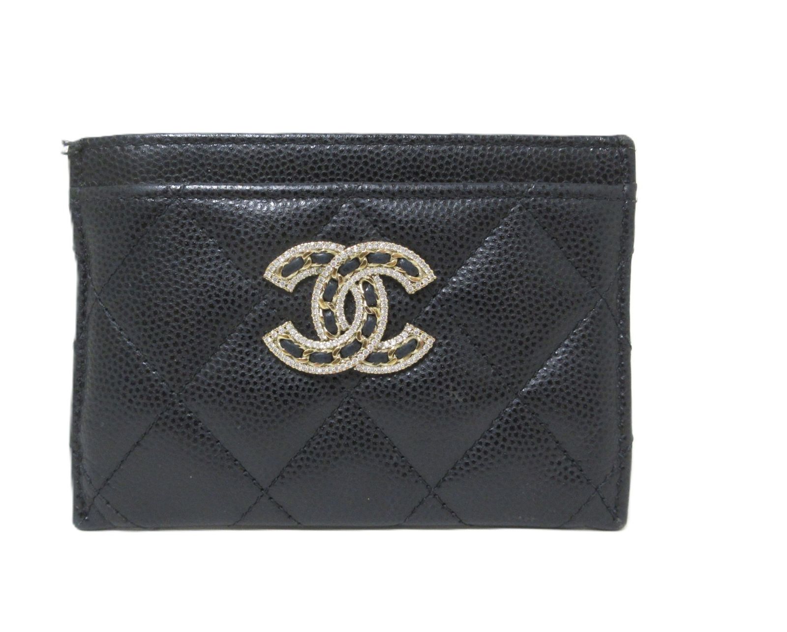CHANEL/シャネル マトラッセ キャビアスキン カードケース ブラック