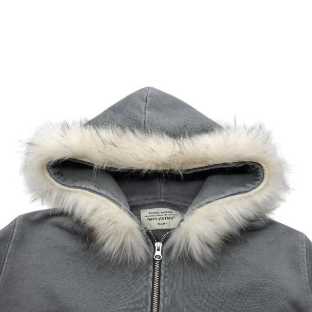 BEAMS FUTURE ARCHIVE FA. FUR ZIPHOOD GRAY サイズM 11-13-1496