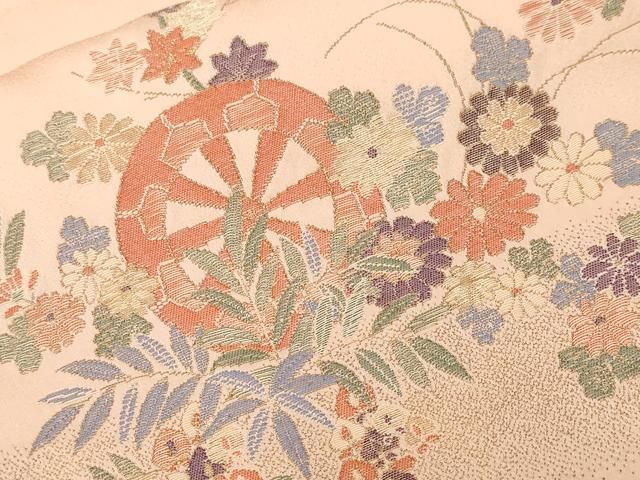 平和屋着物■豪華色留袖　寿光織　源氏車草花文　金糸　正絹　逸品　CABF4351ev 平和屋着物□豪華色留袖 寿光織 源氏車草花文 金糸 正絹 逸品
