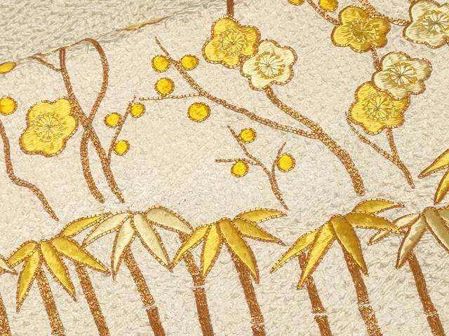平和屋着物□訪問着 総刺繍 駒刺繍 絞り 枝梅笹竹文 正絹 逸品