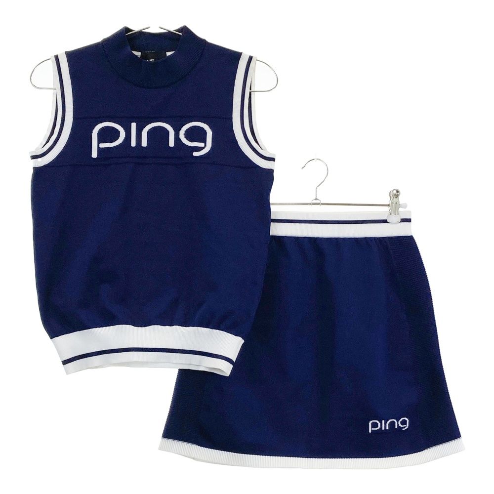 PING ゴルフウェア ベスト スカート セット サイズ：S PING ピン ニットベスト スカート 上下セット ネイビー系