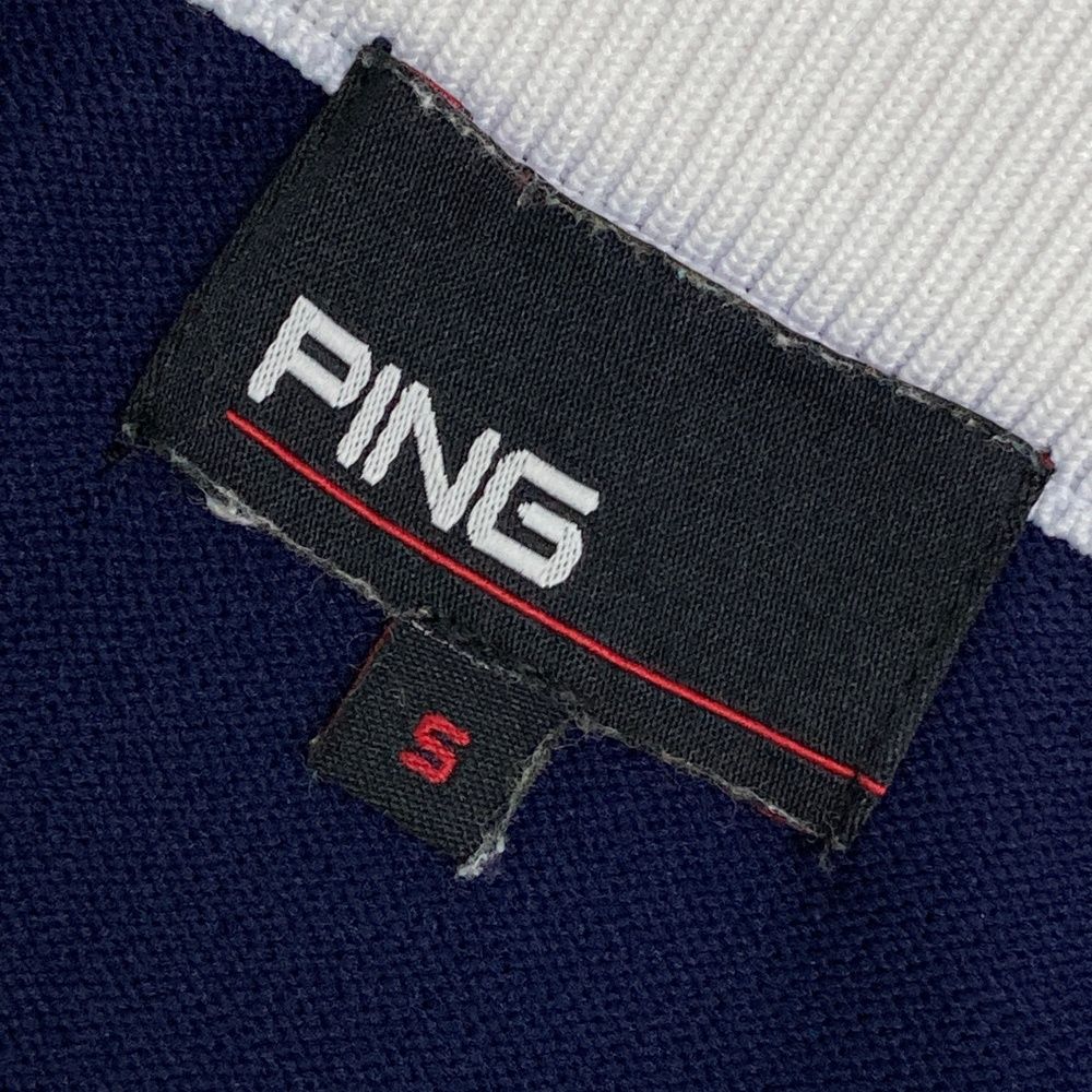 サイズ：S PING ピン ニットベスト スカート 上下セット ネイビー系