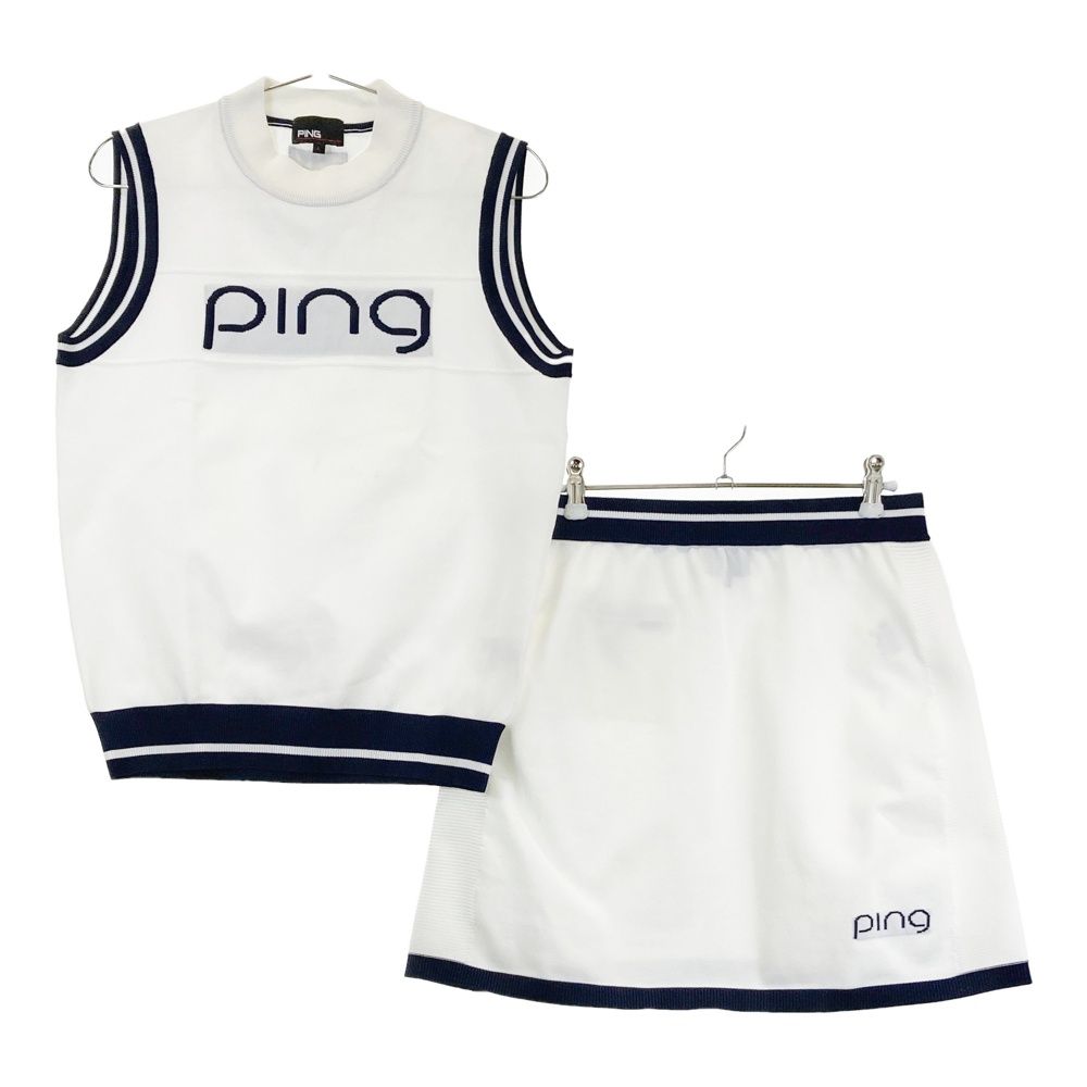 PING ゴルフウェア ベスト スカート セット サイズ：L PING ピン セットアップ 上下 ニットベスト スカート
