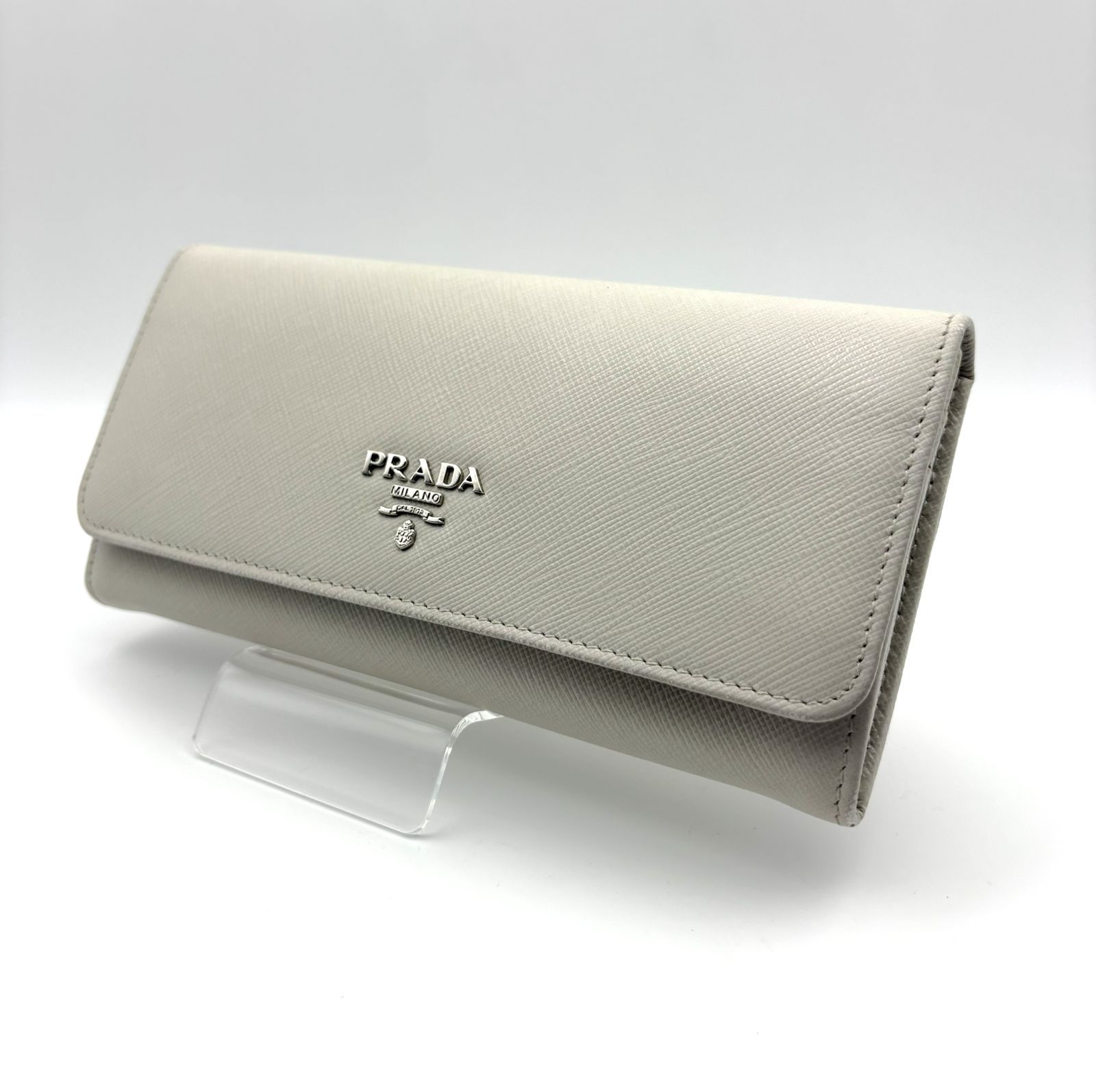 箱付／美品 】PRADA プラダ 二つ折り長財布 サフィアーノレザー 