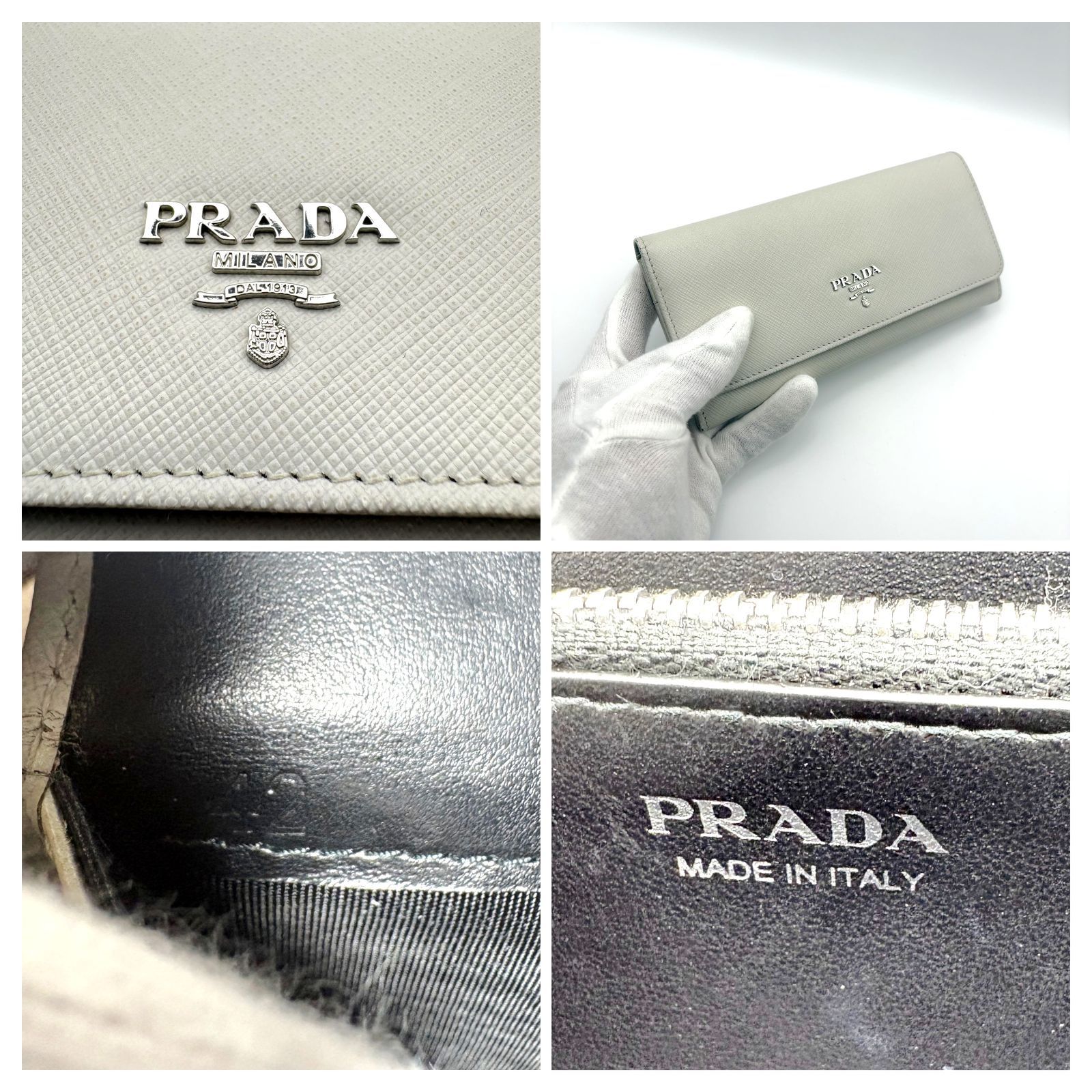 箱付／美品 】PRADA プラダ 二つ折り長財布 サフィアーノレザー 