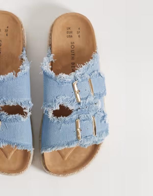 サンダル・ミュール サウスビーチ レディース シューズ サンダル South Beach double bucklespadrille sandals in light BLUE ブルー