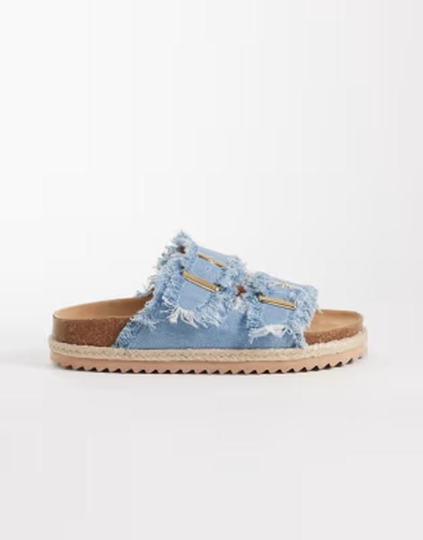 サンダル・ミュール サウスビーチ レディース シューズ サンダル South Beach double bucklespadrille sandals in light BLUE ブルー