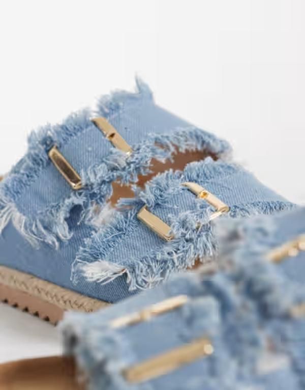 サンダル・ミュール サウスビーチ レディース シューズ サンダル South Beach double bucklespadrille sandals in light BLUE ブルー