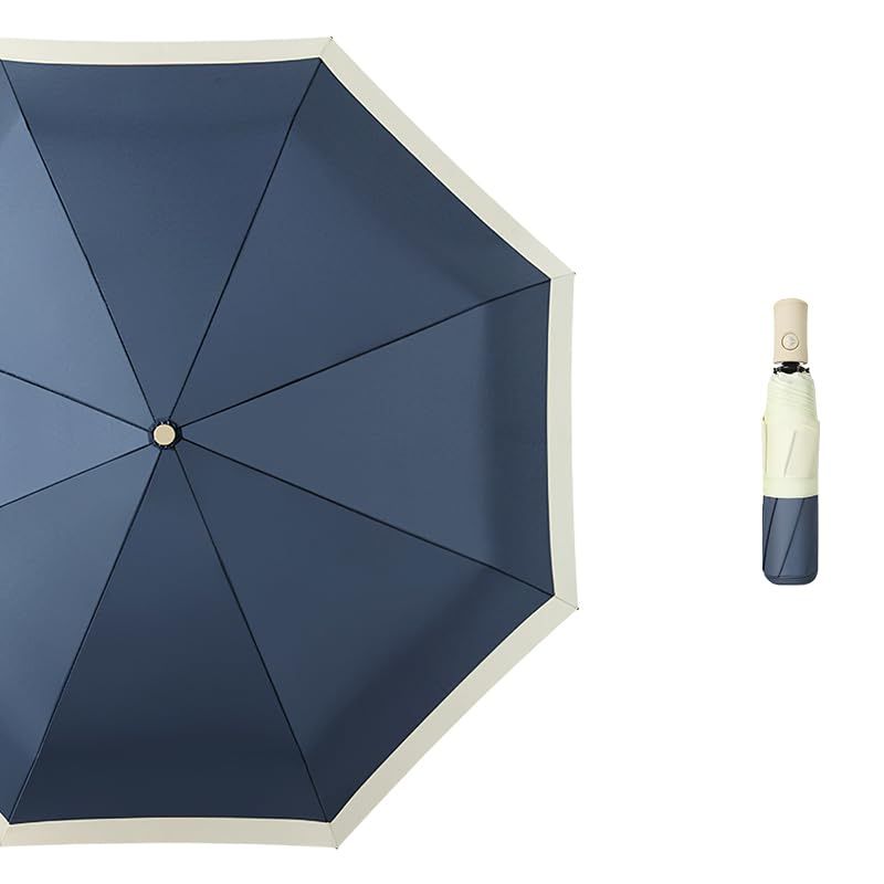 【新品】 [LeafIn] 折りたたみ傘 ワンタッチ自動開閉 折り畳み傘 折畳傘 丈夫 軽量 8本骨 強風に強い 梅雨対策 台風対応 豪雨対応 収納ポーチ付き メンズ レディース YD01 (ネイビー) 0