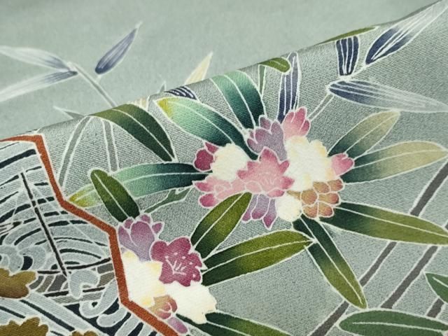 平和屋着物●訪問着　友禅　流水草花文　正絹　逸品　DABD9117ud 平和屋着物○訪問着 友禅 流水草花文 正絹 逸品 DABD9117ud - メルカリ