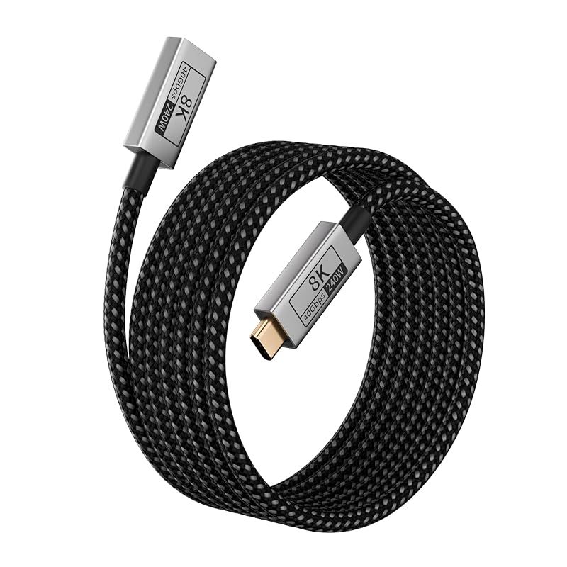 【新品】 UPPDEFFST USB-C 延長ケーブル オス-メス、Thunderbolt5/4/3 対応、USB5 対応 40Gbps 高速データ転送、長尺3 m Type-C 延長コード、240W PD3.1 急速充電、8K@120Hz ビデオ出力、U 0