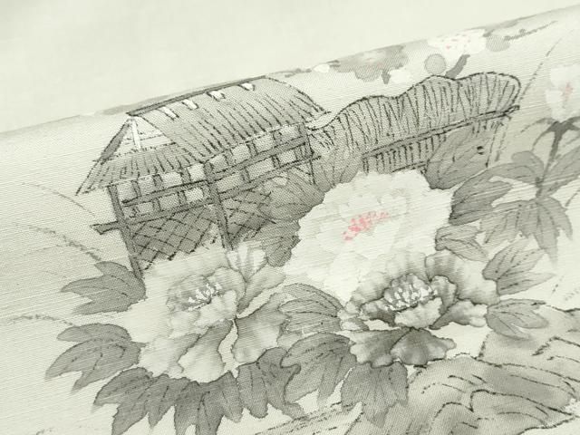平和屋着物●訪問着　紬地　手描き　流水風景草花文　正絹　逸品　未使用　DABD9125ud 平和屋着物○訪問着 紬地 手描き 流水風景草花文 正絹 逸品 未使用