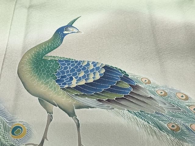 平和屋着物●豪華黒留袖　友禅　作家物　孔雀文　暈し染め　正絹　逸品　DABD9146ud 平和屋着物○豪華黒留袖 友禅 作家物 孔雀文 暈し染め 正絹 逸品