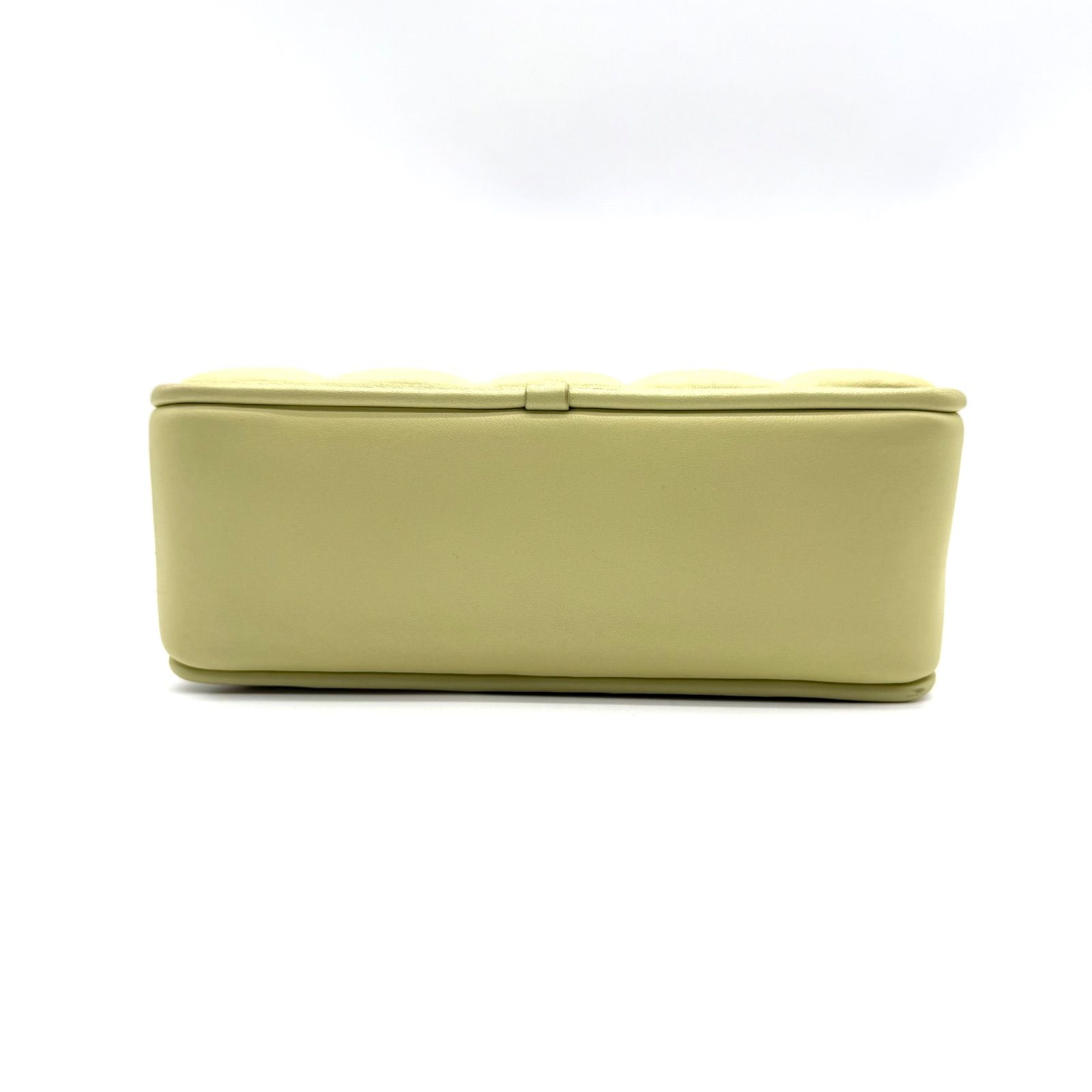 COACH Y2K Shoulder Bag Quilted Leather Yellow-Green Turnlock 2Way