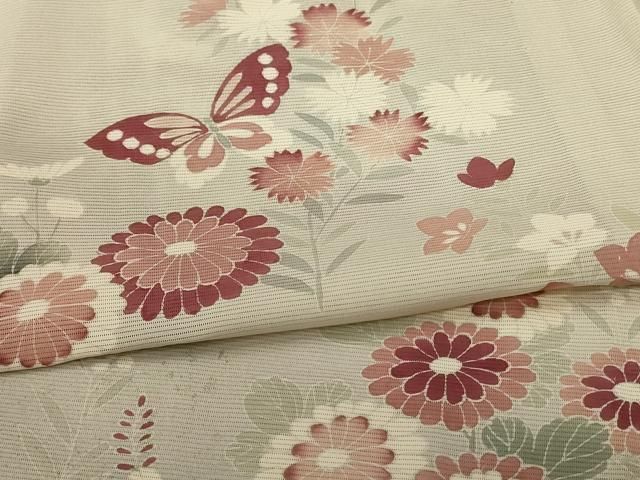 平和屋着物＊夏物　訪問着　絽　友禅　花蝶文　銀彩　正絹　逸品　AABH3997jd 平和屋着物＊夏物 訪問着 絽 友禅 花蝶文 銀彩 正絹 逸品 AABH3997jd