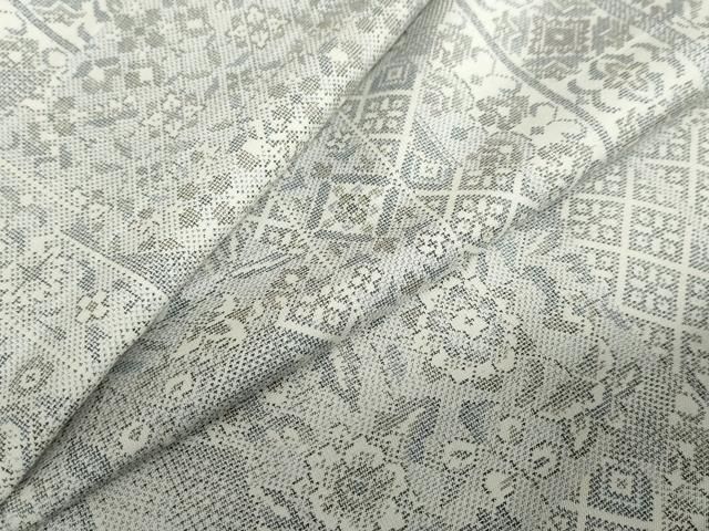 平和屋着物●本場大島紬　白大島　9マルキ　吉祥草花文　正絹　逸品　未使用　DABD9159ud 平和屋着物○本場大島紬 白大島 9マルキ 吉祥草花文 正絹 逸品 未使用