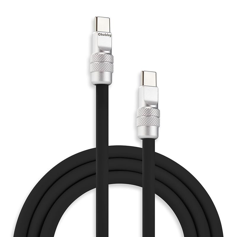 【新品】 chubbycable USB C ケーブル 耐久性のあるソフトシリコン製 240W 急速充電 スマートフォン タイプc ケーブル データ転送コード iPhone 17/16/15シリーズ iPad 対応, ブラック, Type-C から Typ 0