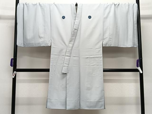 平和屋着物∞男性　長羽織　色紋付　藍白色　暈し染め　正絹　逸品　CABE4884ua