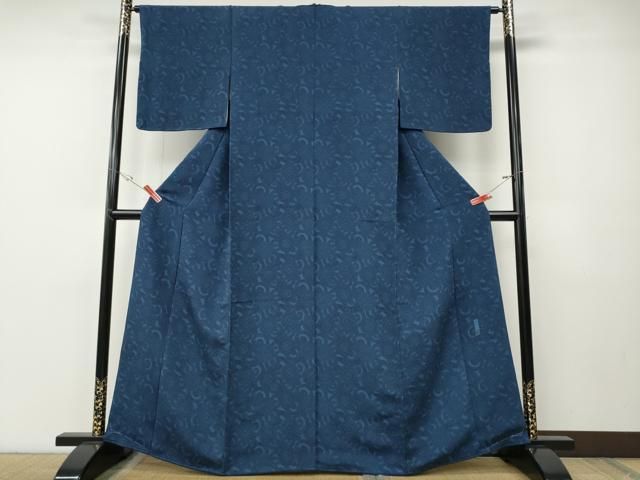 平和屋着物●重要無形文化財　人間国宝　中村勇二郎　江戸小紋　古代菊　鬼しぼ縮緬　正絹　逸品　CABE7113ut 平和屋着物○重要無形文化財 人間国宝 中村勇二郎 江戸小紋 古代菊 鬼