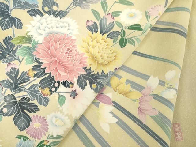 平和屋着物●訪問着　友禅　作家物　草花文　正絹　逸品　AABH4569ck 平和屋着物○訪問着 友禅 作家物 草花文 正絹 逸品 AABH4569ck - メルカリ