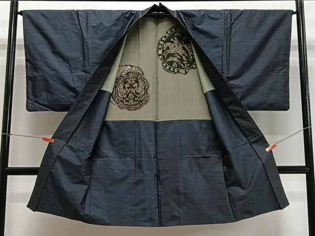 平和屋着物∞男性 長羽織 本場大島紬 80亀甲 総詰め 正絹 逸品 CABE4852ua