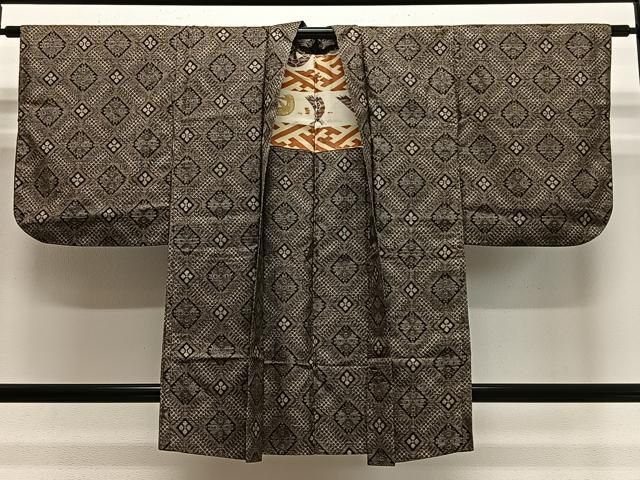 平和屋着物∞本場大島紬　龍郷絣　羽織　花菱文　正絹　逸品　CABE4853ua 平和屋着物∞本場大島紬 龍郷絣 羽織 花菱文 正絹 逸品 CABE4853ua
