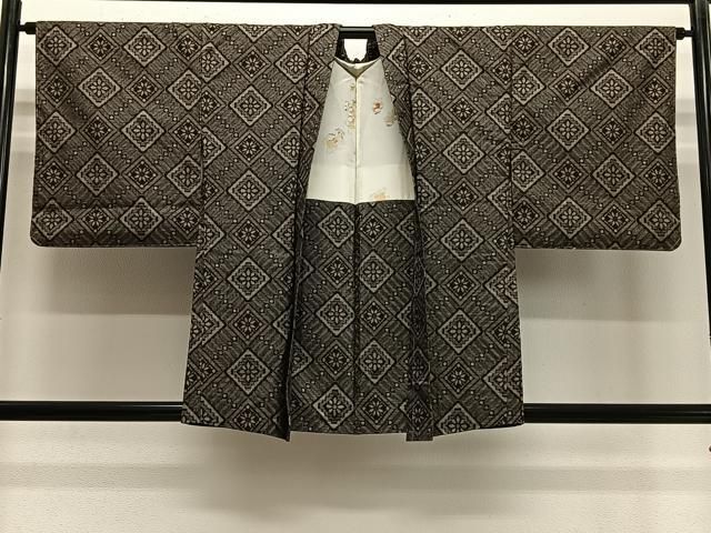 平和屋着物∞本場大島紬　龍郷絣　羽織　花菱文　正絹　逸品　未使用　CABE4858ua 平和屋着物∞本場大島紬 龍郷絣 羽織 花菱文 正絹 逸品 未使用